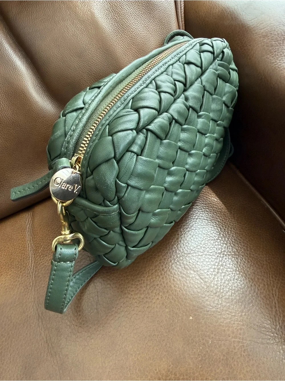 Clare V Army Midic Sac -Puffy Woven Leather
